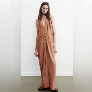 Zara Brown Kaftan Maxi Dress